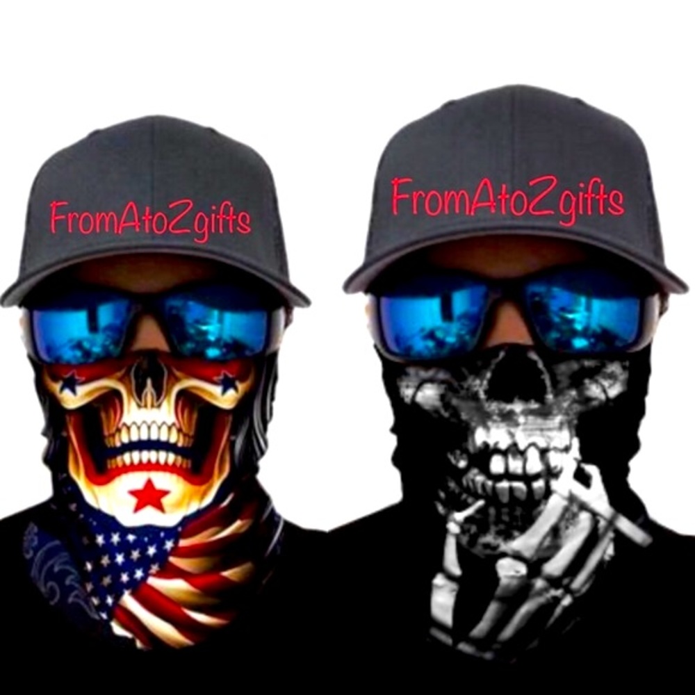 Stars & Stripes Skull 16 n 1 Neck Gaiter Face Cover Dust Mask Biker Rag 2 total